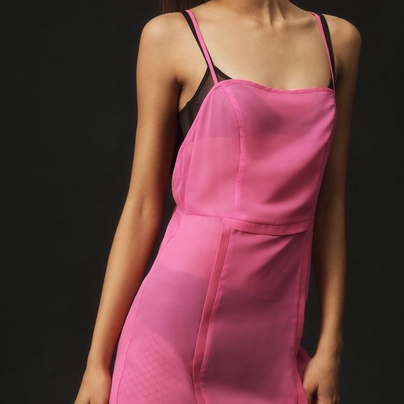 NWT Anthropologie neon berry pink sheer strappy midi dress - Picture 6 of 8